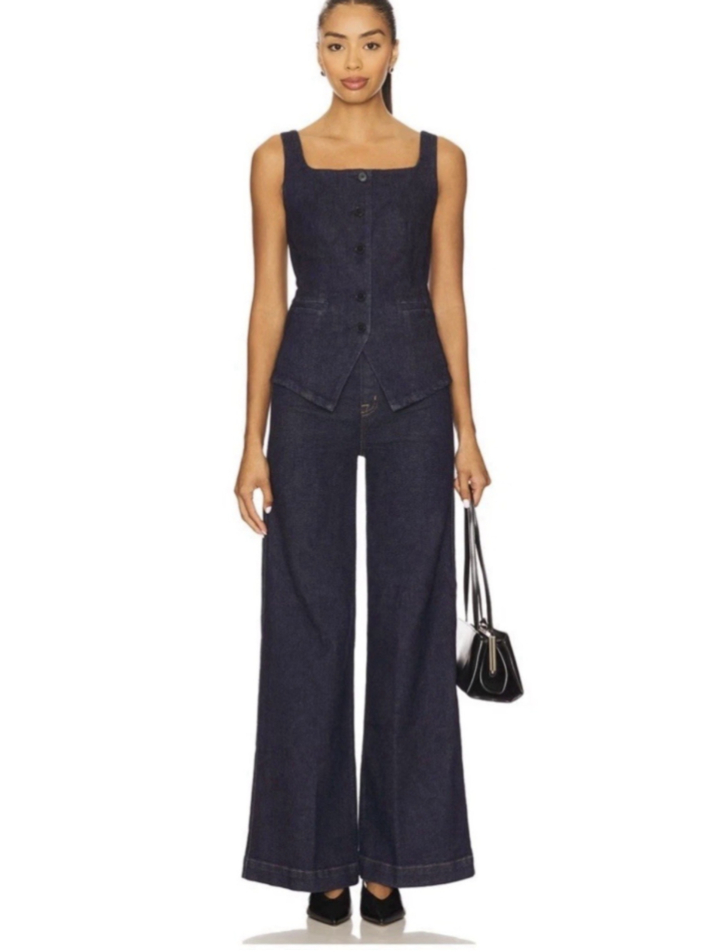 SPANX Everywhere Pull on High Waist Wide Leg Jean in Raw Indigo Size Medium